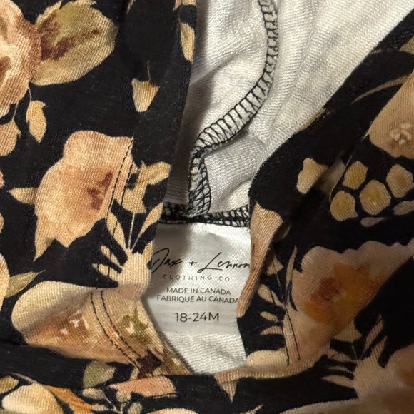 Floral Kids Hoodie - Black and Tan - Picture 2 of 2